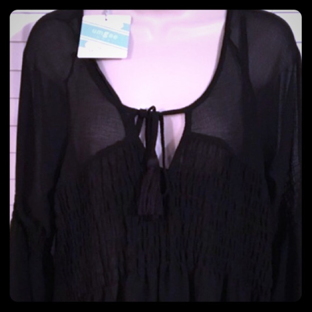 Umgee black sheer overlay dress/ tunic